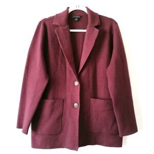 Ann Taylor Womens Maroon Long Sleeve Notch Lapel Single Breasted Blazer Size M